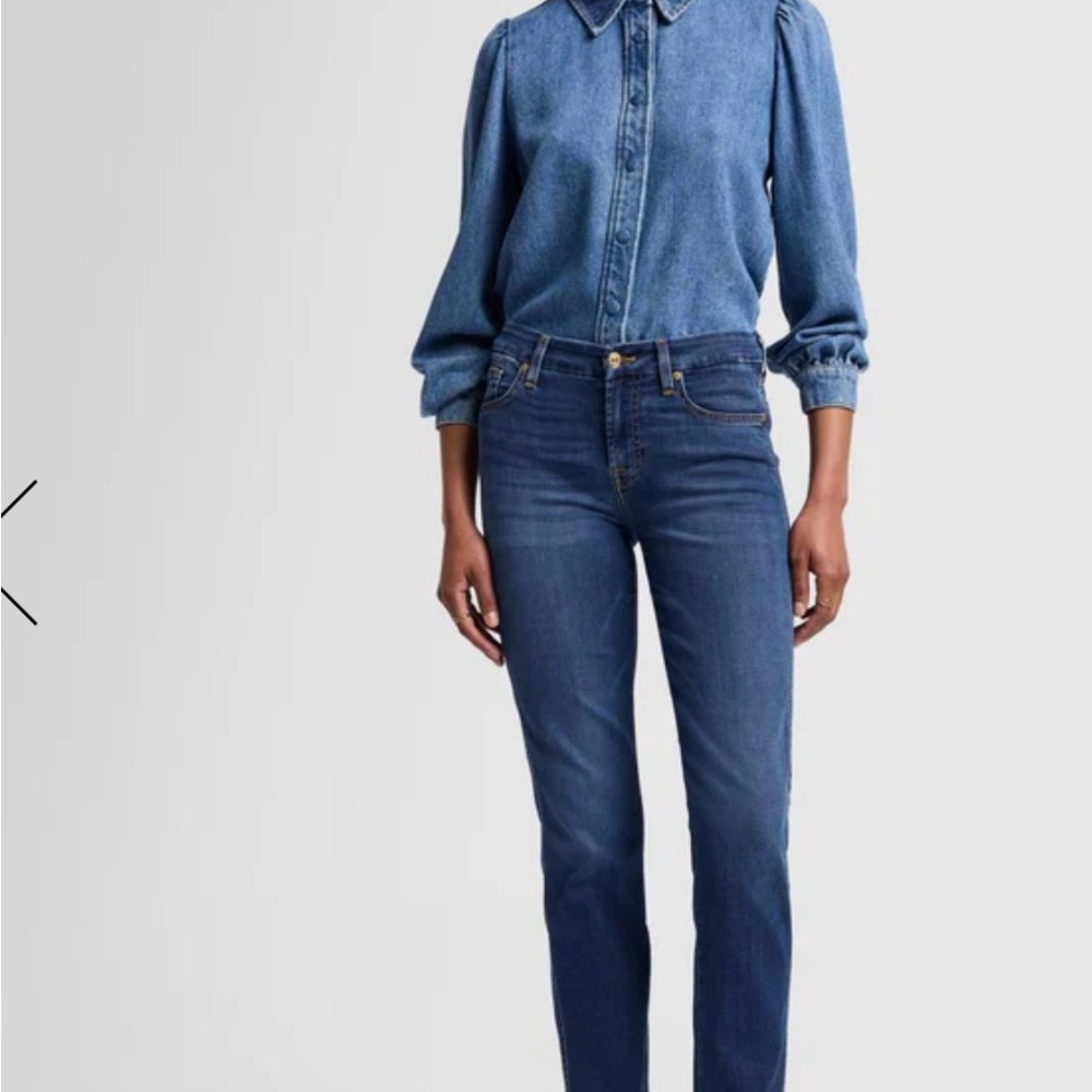 7 For All Mankind Women's Straight Leg Jeans in Blue